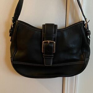 Vintage Coach Shoulder Hand bag Soho 7584 Black Leather Y2K Buckle Purse Hobo